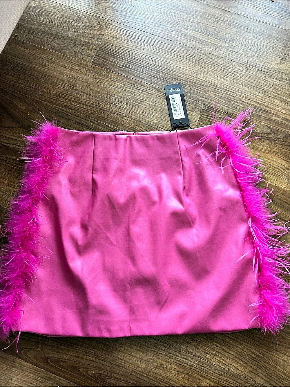 Nasty Gal Faux Leather Feather Hem Mini Skirt Pink Like New US 6 UK 10